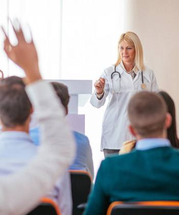 doctor presenting and answering questions