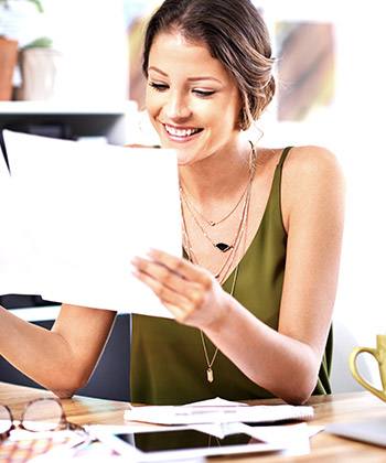 A4 printer for all needs woman smiling in meeting