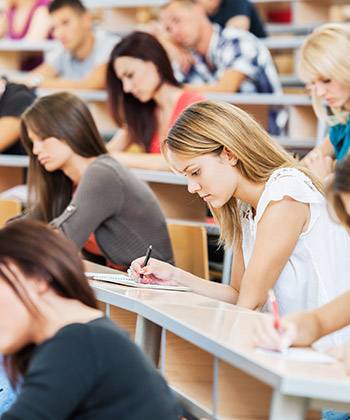 Provide standardised systems adult students working in a classroom
